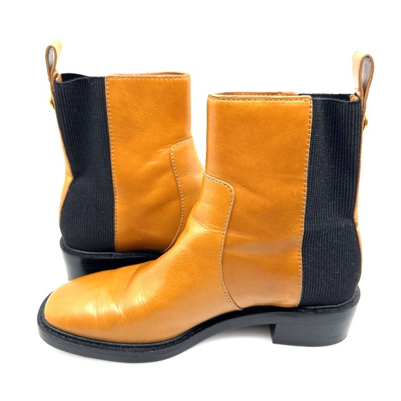 Tory Burch Chelsea Bonnie Brown / Perfect Black Ankle Boots 7.5 w/dust bag - Picture 9 of 12